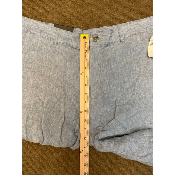 Saks Fifth Avenue Chino Shorts Mens 38 Flat Front Blue Linen Relaxed - Picture 5 of 9